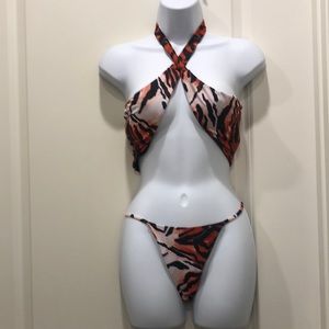 Fashion Nova swim rust combo safari prowl 3-pieces swim set, NEW, size M